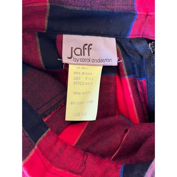 Jaff By Carol Anderson Women Plaid Pleated Midi Skirt Size -5-6 Red Black Cotton - Picture 6 of 8